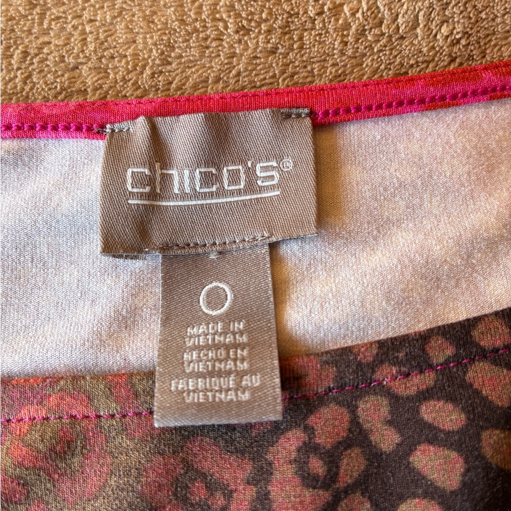CHICO’S Sleeveless Orange/Pink/Brown Leopard Print Dress Size Small (0) - Picture 3 of 7